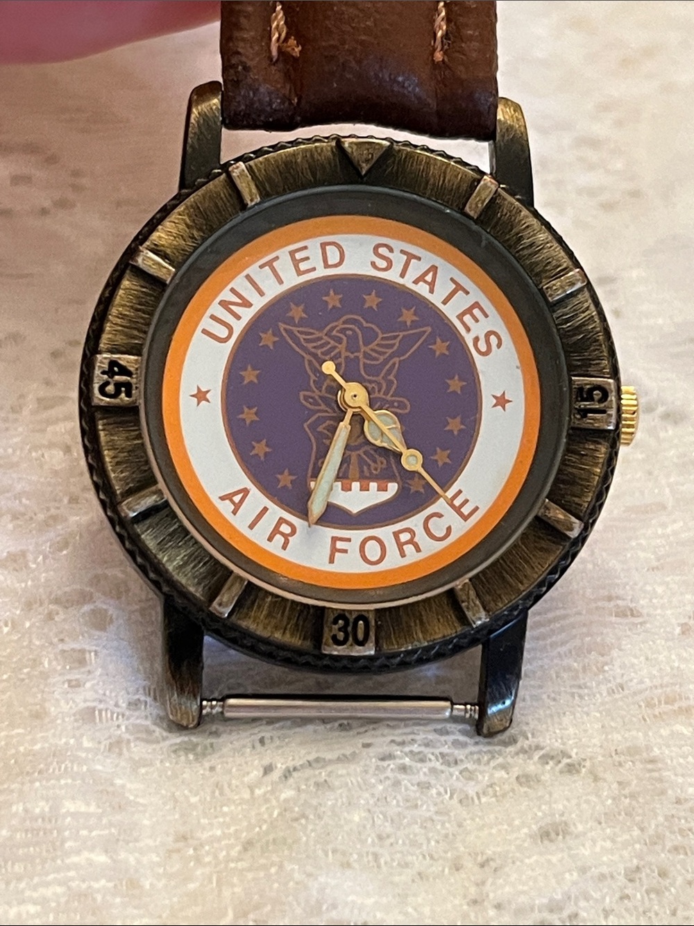 United States Air Force Vintage-Inspired Military Watch - Brown/Brass